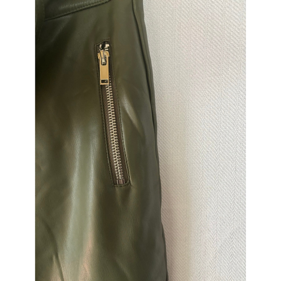 Women's Topshop Petite Olive Faux Leather Moto Skinny Pants 8P - Picture 4 of 6